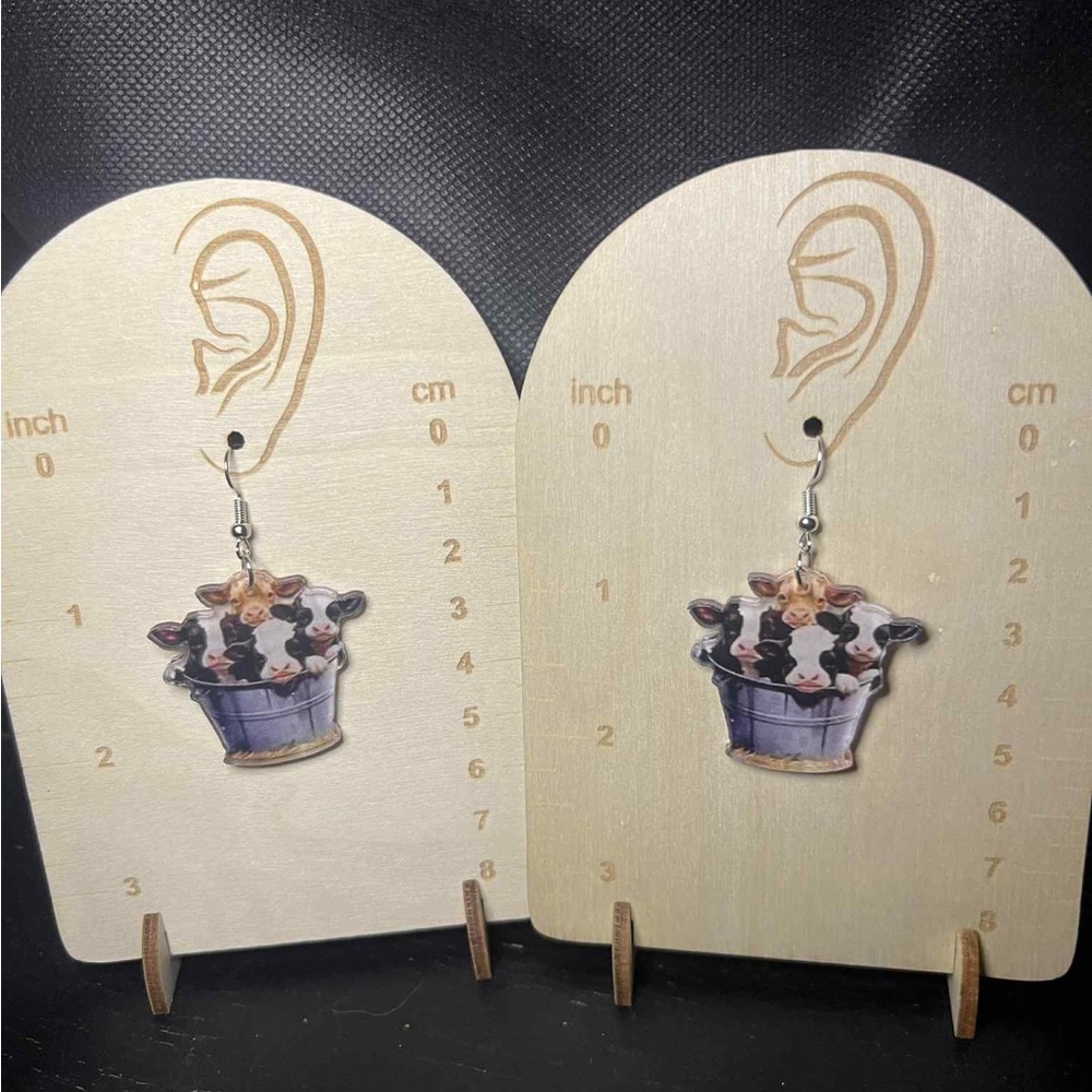 Charming Cow Bucket Earrings